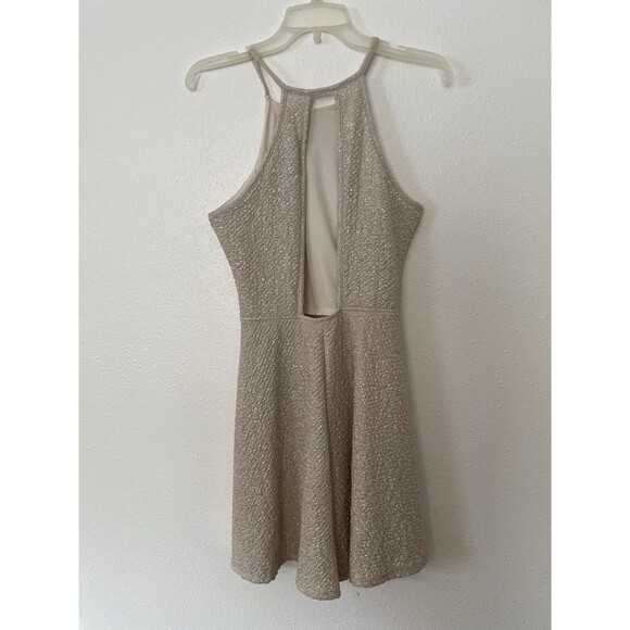 Preview Target Size Medium Dipped Back Bodice Midi Dress Gold Color - Picture 2 of 4